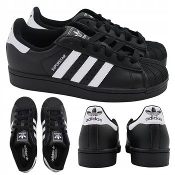 BUTY SPORTOWE DAMSKIE SKÓRA CZARNE SNEAKERSY ADIDAS SUPERSTAR JI0079