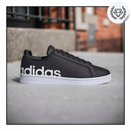 Buty Trampki Czarne Skóra Wygodne Męskie ADIDAS GRAND COURT