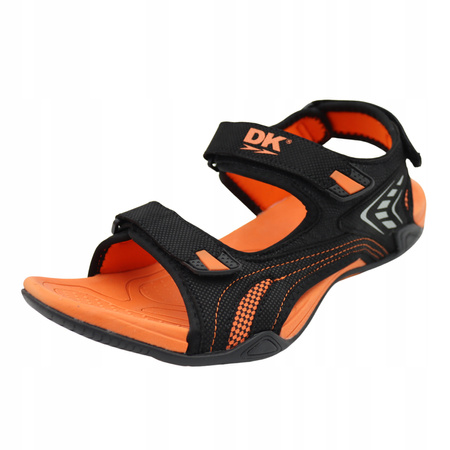 Sandały Damskie Młodzieżowe Lekkie Wygodne DK 3431 BLK/ORANGE