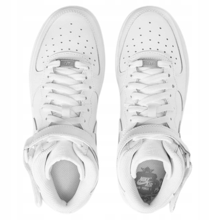 Buty Młodzieżowe Wysokie Wygodne Białe Skórzane NIKE AIR FORCE 1