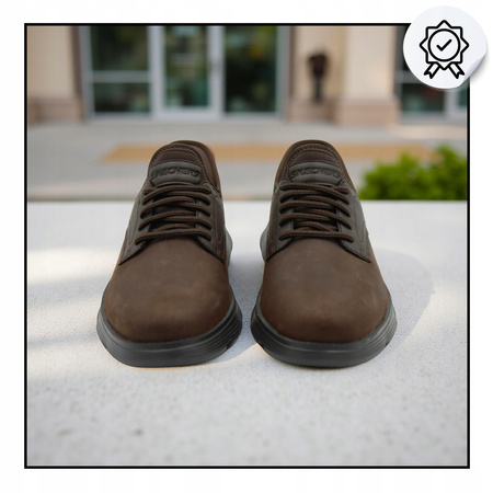 Buty męskie skórzane skechers brązowe wygodne wsuwane 205046/choc
