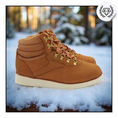 Buty Sneakersy Wysokie Damskie Na Zimę Wygodne Skórzane REEBOK