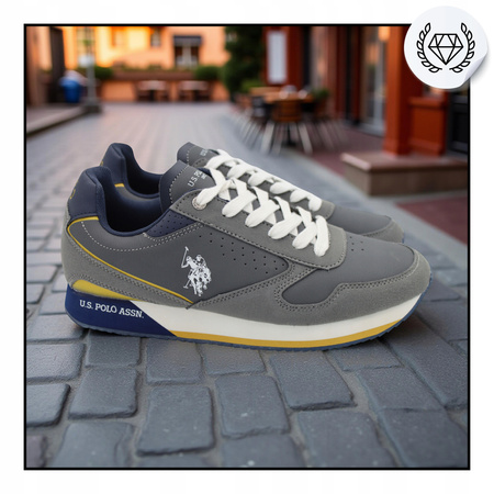Buty Sneakersy Wygodne Męskie US POLO ASSN NOBIL003-GRY001
