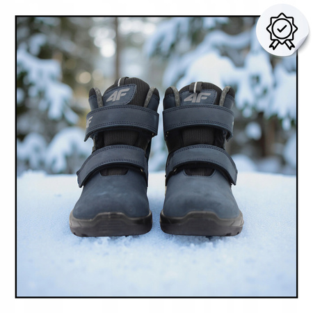 BUTY DZIECIĘCE 4F WYGODNE ZE SKÓRY WYSOKIE NA JESIEŃ ZIMĘ JOBMW25231S