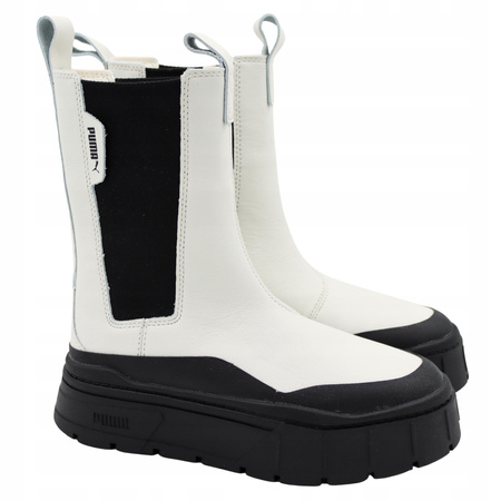 Buty damskie skórzane wysokie botki skóra białe puma mayze 386272 01 r. 37