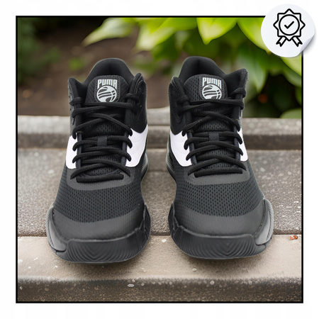 Buty Koszykarskie Męskie Wygodne Czarne Skórzane PUMA TRIPLE MID R. 40,5