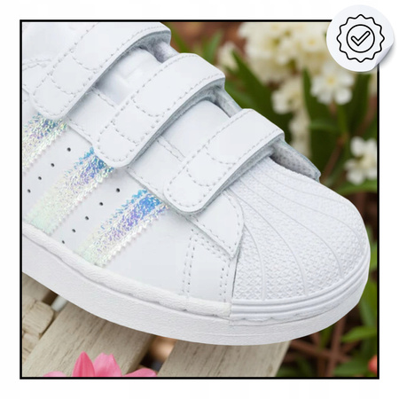 BUTY SPORTOWE DZIECIĘCE BIAŁE WYGODNE NA RZEP ADIDAS SUPERSTAR FV3655 