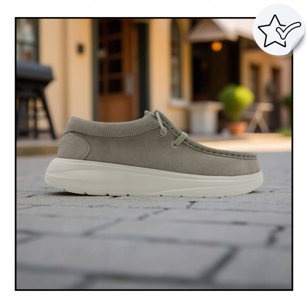 BUTY MĘSKIE LEKKIE MOKASYNY ZAMSZOWE HEYDUDE WALLY COMF SUEDE 419751SN