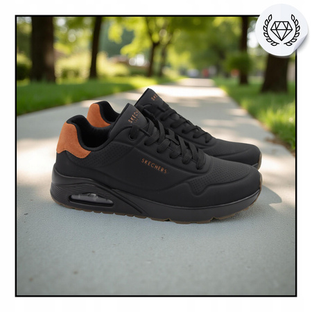 Buty sportowe męskie czarne lekkie wygodne skechers 183004/bbk