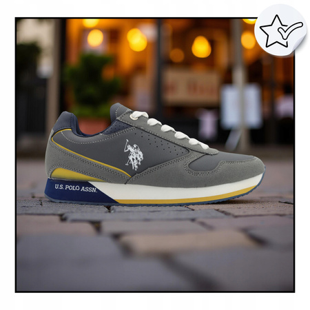 Buty Sneakersy Wygodne Męskie US POLO ASSN NOBIL003-GRY001