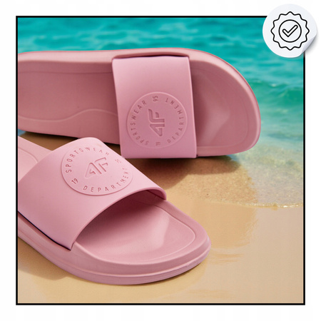 KLAPKI 4F damskie WSUWANE NA PLAŻE NA BASEN RÓŻOWE LEKKIE WYGODNE 