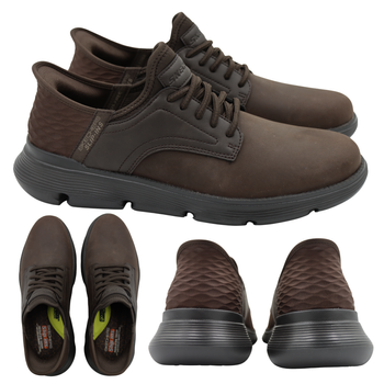 Buty męskie skórzane skechers brązowe wygodne wsuwane 205046/choc