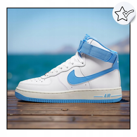 Buty Młodzieżowe Wysokie Wygodne Skóra Białe Rzep NIKE AIR FORCE 