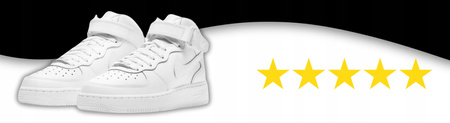Buty Młodzieżowe Wysokie Wygodne Białe Skórzane NIKE AIR FORCE 1