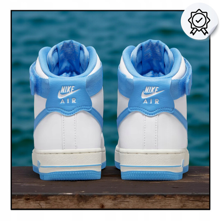Buty Młodzieżowe Wysokie Wygodne Skóra Białe Rzep NIKE AIR FORCE 