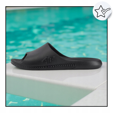 KLAPKI 4F MĘSKIE WSUWANE CZARNE NA BASEN NA PLAŻE LETNIE WYGODNE 