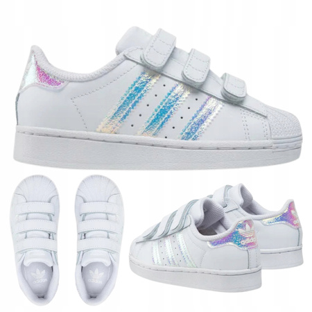 BUTY SPORTOWE DZIECIĘCE BIAŁE WYGODNE NA RZEP ADIDAS SUPERSTAR FV3655 