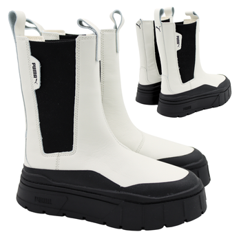 Buty damskie skórzane wysokie botki skóra białe puma mayze 386272 01 r. 37