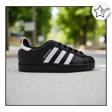 BUTY SPORTOWE DAMSKIE SKÓRA CZARNE SNEAKERSY ADIDAS SUPERSTAR JI0079