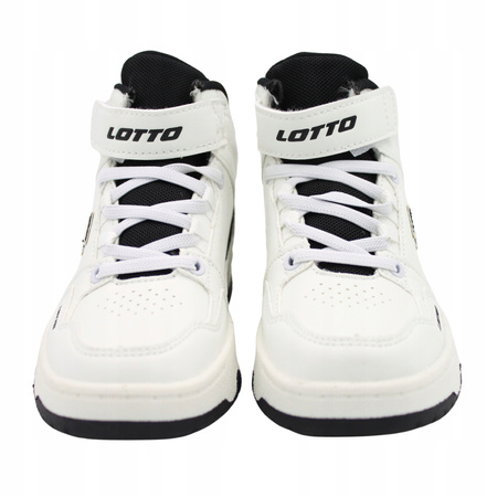 BUTY DZIECIĘCE WYSOKIE BIAŁE EKOSKÓRA LOTTO PIVOOT 2600210K1011