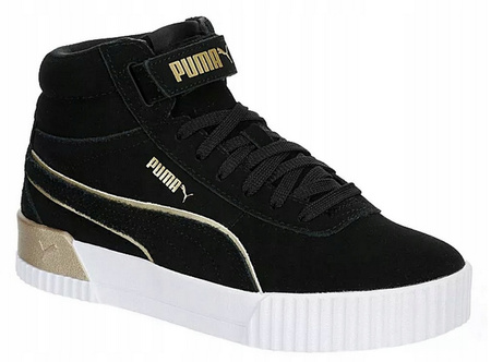 Buty Damskie Czarne Wysokie Wygodne Rzep PUMA CARINA MID SD METAL