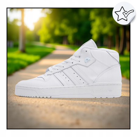 Buty Męskie Sportowe Wysokie ADIDAS RIVALRY wygodne BIAŁE 