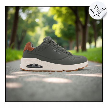 Buty sportowe męskie zielone wygodne sneakersy skechers 183004/olv 