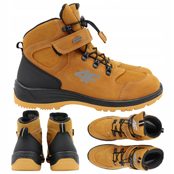 BUTY DZIECIĘCE 4F WYGODNE ZE SKÓRY WYSOKIE NA JESIEŃ ZIMĘ JOBMW251 83S