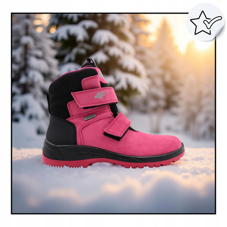 BUTY DZIECIĘCE 4F WYGODNE ZE SKÓRY WYSOKIE NA JESIEŃ ZIMĘ JOBMW252 55S 