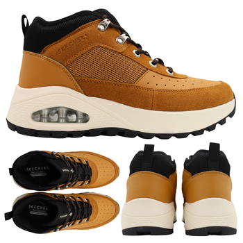 Buty męskie skechers brązowe wygodne za kostkę jesień zima 183049/wsk