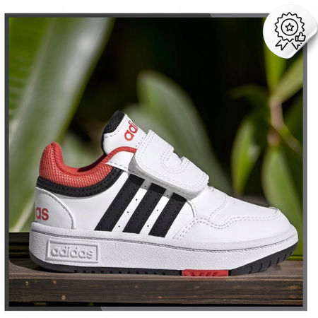 Buty Dziecięce Sneakersy Sportowe Białe Trampki Skóra ADIDAS HOOPS