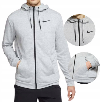 Bluza męska z kapturem sportowa szara na zamek Nike Dri-FIT CJ4317 063