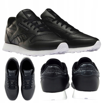 Buty Damskie Skórzane Czarne Wygodne Lekkie REEBOK CL LEATHER