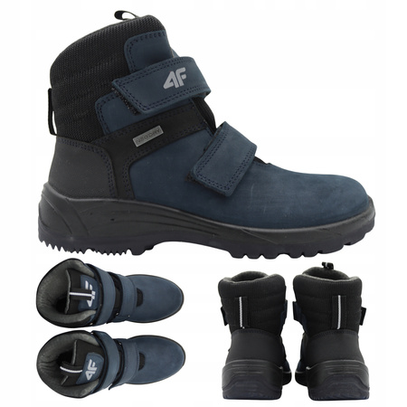 BUTY DZIECIĘCE 4F WYGODNE ZE SKÓRY WYSOKIE NA JESIEŃ ZIMĘ JOBMW25231S