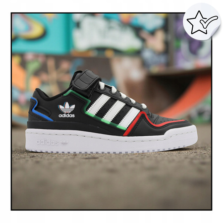 Buty Młodzieżowe Juniorskie Wygodne Skóra Rzep ADIDAS FORUM LOW