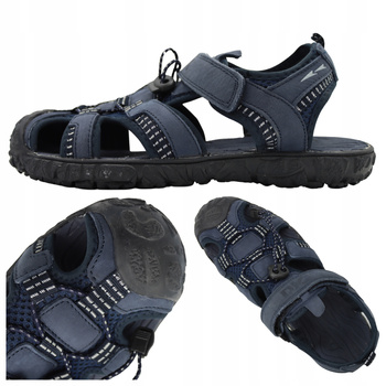 Sandały Męskie Na Lato Wygodne Lekkie Przewiewne Rzepy DK ZT-028 NAVY