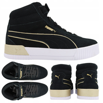 Buty Damskie PUMA CARINA Czarne Wysokie Wygodne Rzep 