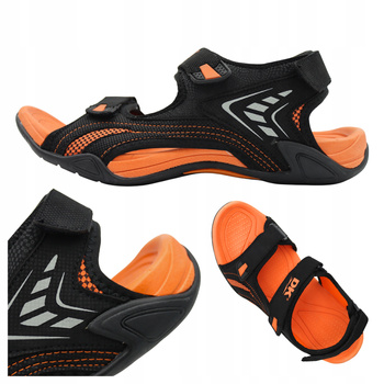 Sandały Damskie Młodzieżowe Lekkie Wygodne DK 3431 BLK/ORANGE