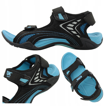 Sandały Damskie Lekkie Wygodne Przewiewne Na Lato DK 3431 BLK/BLUE