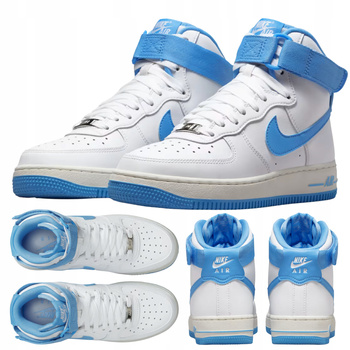 Buty Młodzieżowe Wysokie Wygodne Skóra Białe Rzep NIKE AIR FORCE 