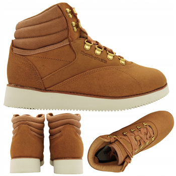 Buty Sneakersy Wysokie Damskie Na Zimę Wygodne Skórzane REEBOK