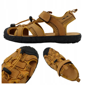 Sandały Na Lato Rzepy Męskie Wygodne Przewiewne DK ZT-028 CAMEL