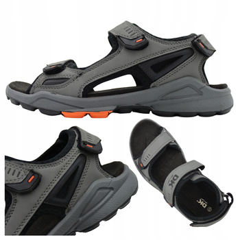 Sandały Męskie Wygodne Lekkie Na Lato DK 8137 GRAY/ORANGE