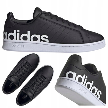Buty Trampki Czarne Skóra Wygodne Męskie ADIDAS GRAND COURT