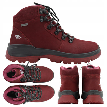 BUTY DAMSKIE 4F WYGODNE TREKKINGOWE WYSOKIE NA JESIEŃ ZIMĘ OBDH253 60S 